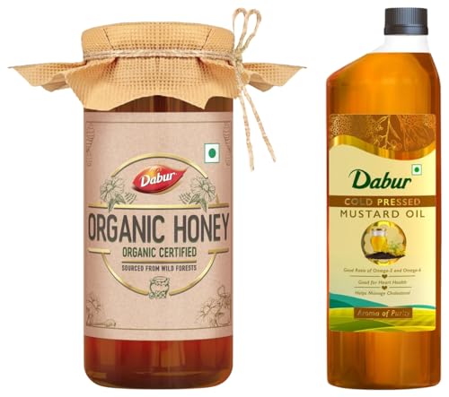 Image of Dabur Organic Honey 500g & Dabur Cold Pressed Mustard Oil 1L