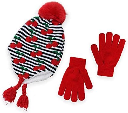 Polar Wear Girls Hat & Glove Sets-Kids Cold Weather Winter Accessories-Childrens pom pom Hat sets-Big Girls 2 Pc Beanie Sets