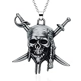 Pirates of The Caribbean Necklace Antique Copper Aztec Skull Pirate Skull Necklace For Men
