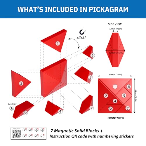 Pickagram 777 Tangrams For Kids Ages 8-12 & Adults 3D Magnetic Tangram Fidget Puzzle: Stem Certified Magnetic Pattern Blocks thumb #1