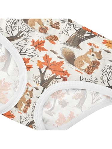 ZZKKO Squirrels Pine Cones and Maple Tree Girls Underwear Toddler Panties for Girls Comfort Brief Size 2T4