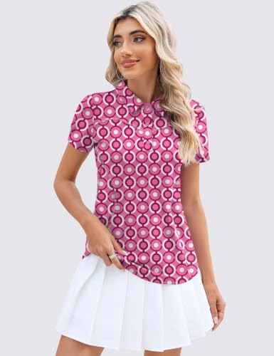 Image of TFSDOD Womens Golf Polo Shirts Collared Short Sleeve T Shirt Lightweight Moisture Wicking Polo Casual 3 Buttons Outfits