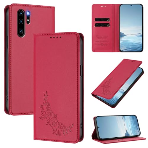 �X�}�z�P�[�X �Ή��@�� for Huawei P30 Pro �yRFID�u���b�N�z�y�J�[�h�z���_�[�t�����z �}�O�l�b�g�J�� �X�^���h�@�\�t���z�X�}�z�P�[�X Red