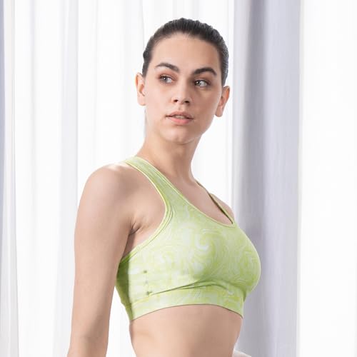 Image of SOIE Women's Medium Impact Quick Dry Padded Racerback Printed Athleisure Sports Bra