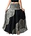 Long Skirts for Women Maxi Boho Skirt Hippie Clothes Bohemian Print (Hippierose Black, One Size)
