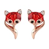 SUPVOX Orecchini a Perno Donna Design Volpino Elegante in Argento e Cristalli Rossi, Piccoli Gioielli per Occasioni Speciali e Thanksgiving, Anallergici