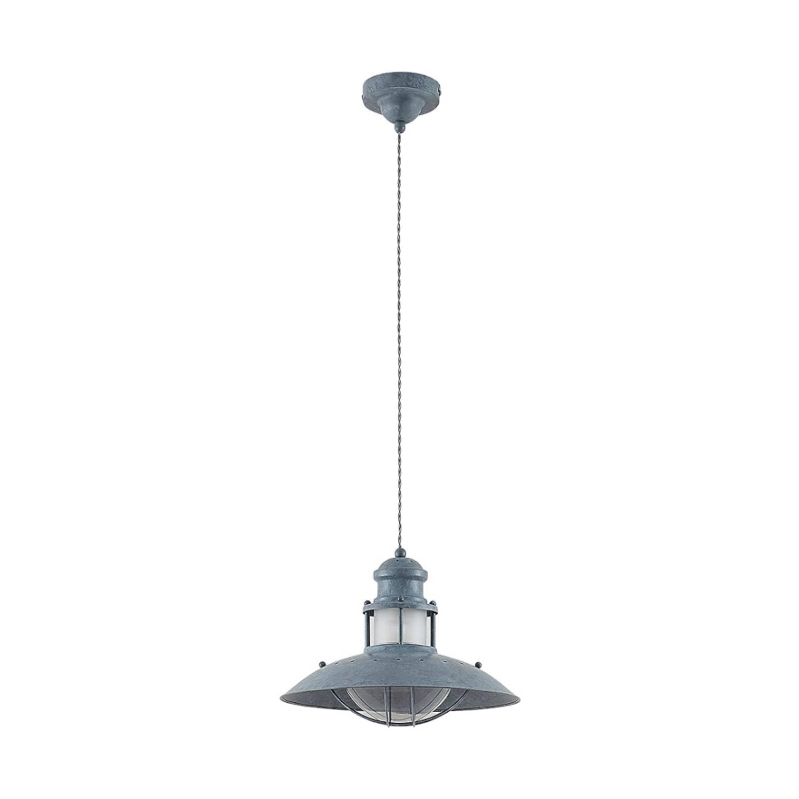 Lindby Hanging Light Louisanne, Ø35cm, Grey-Green, Metal, Glass