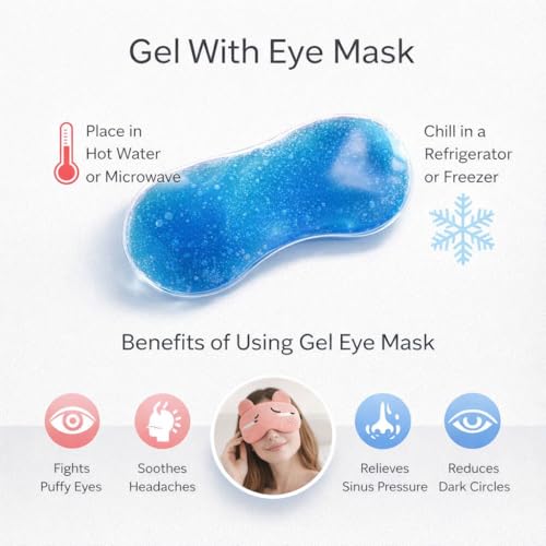 Image of Jenna Dot Cartoon Polyester Ice Gel Eye Mask For Insomnia, Meditation, Puffy Eyes and Dark Circles - Pink