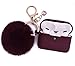 Airpods Pro Case, Filoto Airpod Pro Case Cover for Apple AirPods Pro Wireless Charging Case, Cute AirPods 3 Case Silicone Protective Accessories Keychain/Pompom/Strap 2020 Spring (Burgundy pro)