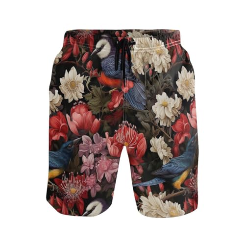 Cute Flower Bird Mens Swim Trunks Quick Dry Beach Shorts with Pocket S 202b27902