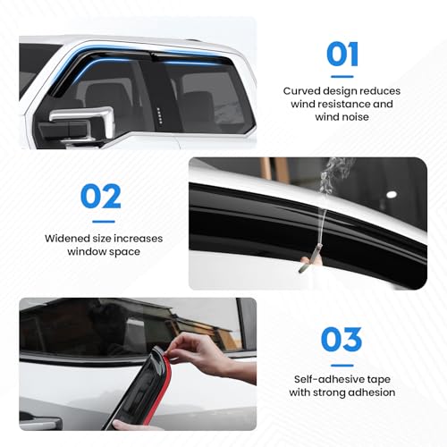 Image of 4Runner Rain Guard - Window Visors for Toyota 4Runner 2010-2024, Out-Channel Side Window Rain Guards for 4Runner, 4PCS, Black, Car Accessories