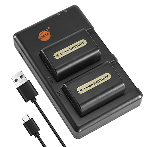 DSTE 2pcs NP-FH50 (1200mAh/7.4V) Batterie and Chargeur Compatible pour Sony DSLR-A230, DSLR-A290, DSLR-A330, DSLR-A380, DSLR-A390, DSC-HX1, DSC-HX100V, DSC-HX200V, HDR-TG5V, HDR-TG3, HDR-TG5, HDR-TG7