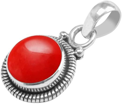 Avicrafts Gemstone 925 Sterling Silver Pendant Necklace For Women Girls- Natural Gemstone Solitaire Handmade Pendant