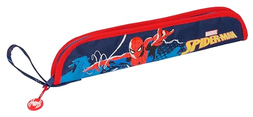 SPIDERMAN NEON - Portaflautas, Portatodo, Calidad y Máxima Resistencia, Flauta, Instrumento Musical, 37x2x8 cm, Color Azul Marino