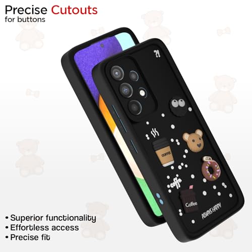 Image of Pikkme Back Cover for Samsung Galaxy A52 / A52s 5G | 3D Cartoon Silicone Case Cute & Fun Full Protective Bumper Cover (Black)