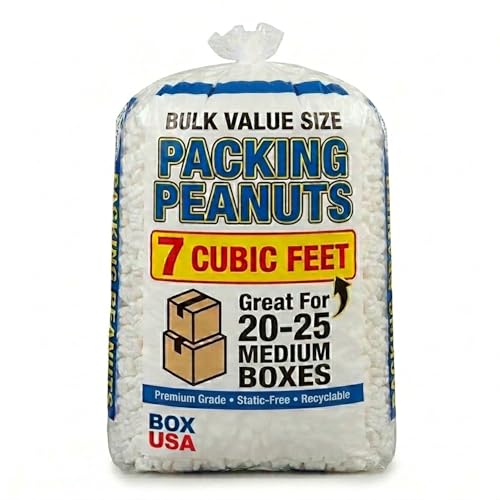 BOX USA 7NUTSW 7 Cubic Feet Loose Fill Packing Peanuts, White