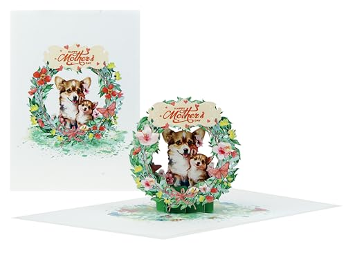 iGifts And Cards Corgi Wreath Surprise:̓ 3D|bvAbvO[eBOJ[h - 6C`x8C` - DAԂ̈AAvoɎcLOiAꂳւ̃j[NȃMtgAt̃R[M[AꂳAq̈B