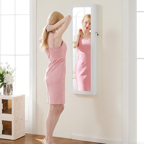 Sweetcrispy SSG-HJ3-001 6 Leds Jewelry Cabinet Organizer, 47.2-Inch Jewelry Armoire With Full-Length Mirror, Wall Or Door Mounted Jewelry Storage thumb #1