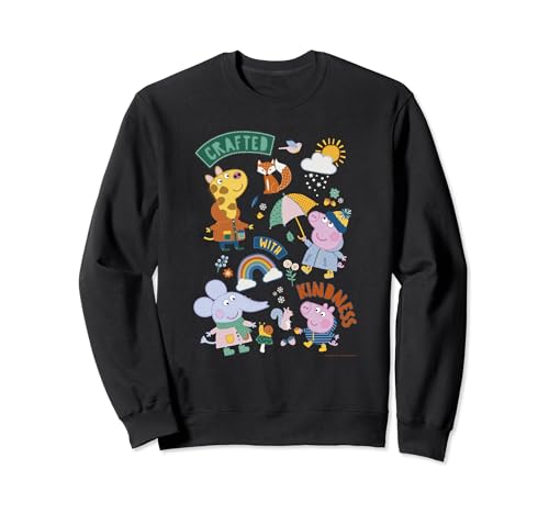 Sweatshirt Peppa Pig vêtement brodé manches longues pour enfant motif de groupe