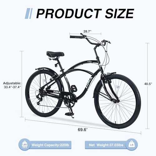 Multiple Colors 26 Inch Beach Cruiser Bike, Commuter Bicycle