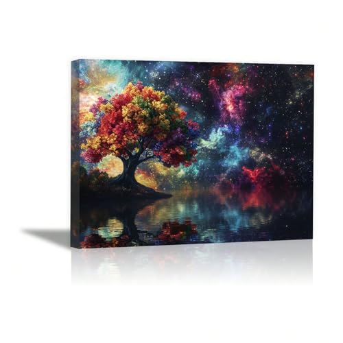 AIHNBF Lienzo decorativo con diseño de árbol cósmico, diseño de galaxia moderna, para salón, dormitorio, decoración, 20 x 30 cm
