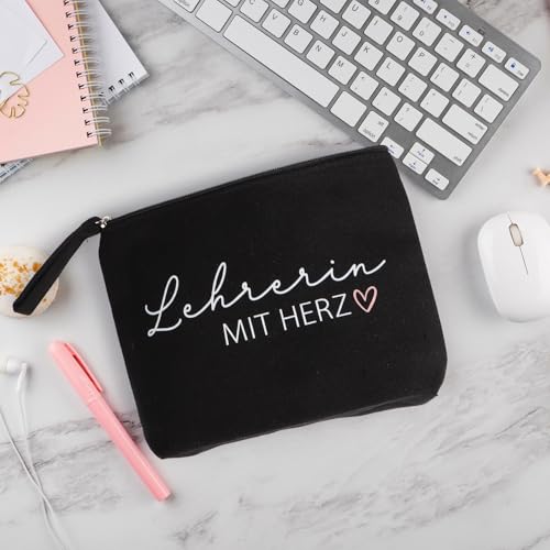MEJOSER Lehrer Geschenk Abschiedsgeschenk Lehrerin Lehrertasche Klein Kosmetiktasche mit Verpackung Lehrerin mit Herz Geschenke Grundschule Abschluss Abschied Kulturtasche Kulturbeutel