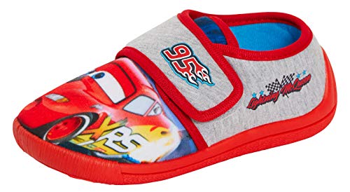 Disney Pantuflas de coche para niños, fáciles de sujetar, botas de iluminación para niños, zapatos de casa McQueen, Red, 27 EU