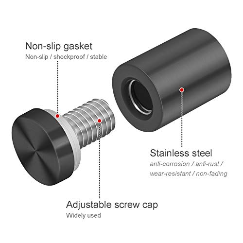 20 Stück Glasabstandshalter Edelstahl, Wandabstandshalter Nägel,Zierschrauben Edelstahl, für Werbung ,Schild ,Schwarz (16X30mm)