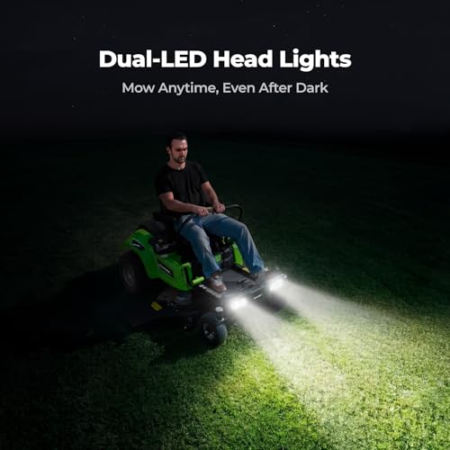 Image of NovorikX 60V 42'' Cordless Electric Riding Lawn Mower, Zero Turn Lawn Mower with 4 * 10AH Batteries and Plug in Charger for Large Yard