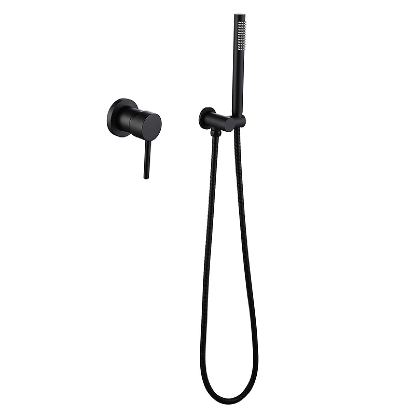 ASerZenith in-Wall Brushed Gold Concealed Embedded All-Copper Hotel Home Shower Set Supercharged Nozzle Model(Electroplated Black)