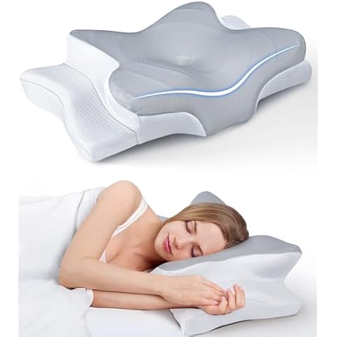Ultra Pain Relief Cooling Pillow for Neck Support, Adjustable Cervical Pillow Cozy Sleeping, Odorless Ergonomic Contour Memory Foam Pillows, Orthopedic Bed Pillow for Side Back Stomach Sleeper Cover