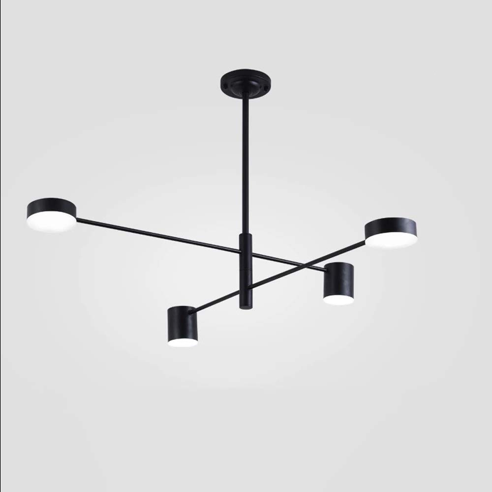 LHTCZZB Nordic LED 6-Light Acrylic Lampshade Black Metal Pendant Chandelier for Living Room, Bedroom, Dining Room, Balcony, Restaurant, Shop, Bar