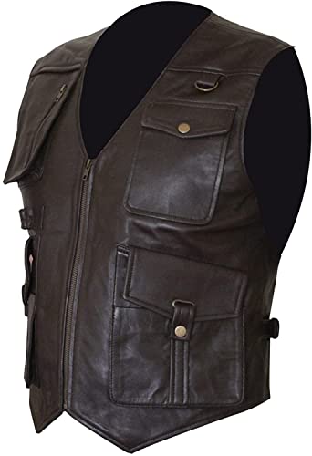 Men’s Jurassic world Real Leather vest | Chris Pratt Brown Genuine Leather Vest | brown Pure leather vest for men2