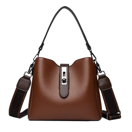 NOBY Women's Small Shoulder Bag – Faux Leather Crescent Purse with Adjustable Strap & Zip Closure | Minimalist Hobo Handbag for Casual, Party, and Evening Outfits (BROWN)