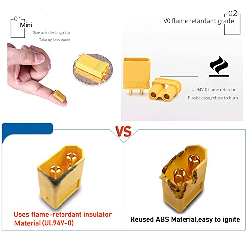 Amass 20Pcs Xt30 Connectors Male Female Power Plugs With Heat Shrink For Lipo Battery Rc Planes Drone Rc Cars… #TOP4