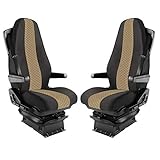  2 x Sitzbezüge Schonbezüge für Volvo FH12 FH13 FH16 Braun Schwarz Leder LKW