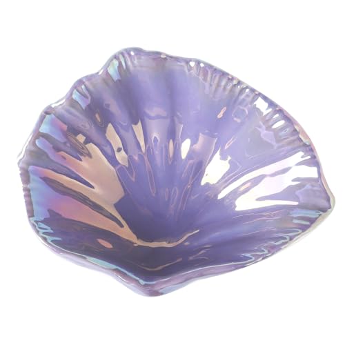 Misijuer Jewelry Tray, 5.75 Inches Ceramic Jewelry Dish,Vivid Purple Shell Trinket Dish, Jewelry Plate as Concrete Home/Coffee Table Décor, Gifts for Woman/Mom/Friends Colorful Purple