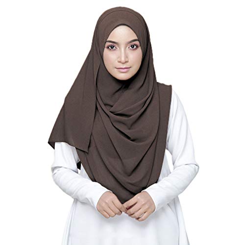 Image of LMVERNA Solid Color Bubble Chiffon Scarf for Women Fashion Soft Hijab Long Scarf Wrap Scarves