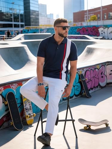 Image of fanideaz Branded Mens Half Sleeve Cotton Striped Polo T-Shirt for Mens || Polo Tshirt for Men || Branded Tshirt for Men