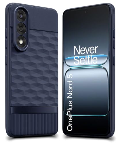 Image of WOW IMAGINE Back Cover for 1+ OnePlus Nord 5 with Hexa Cube Design | Ultra Slim Soft Rubberised Case | Inner Velvet Fabric | Matte Silicone Flexible Mobile Case | Camera Protection - Blue