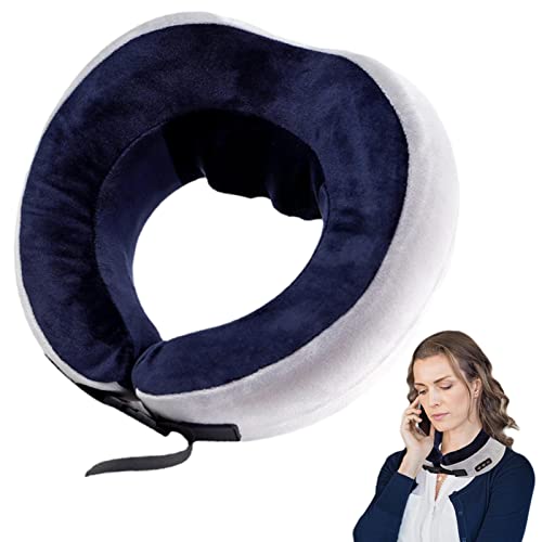Almohada vibratoria para el cuello | Cojín eléctrico recargable para masaje de columna cervical   Almohada de soporte para el cuello con 3 modos de masaje para alivio, para avión, tren, viaje Rianpesn