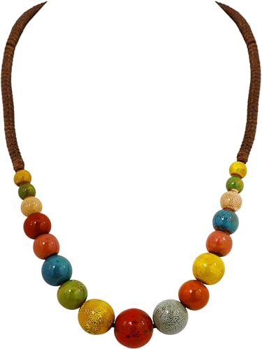 Collier perles rondes en céramique coloré pour égayer vos tenues rétro