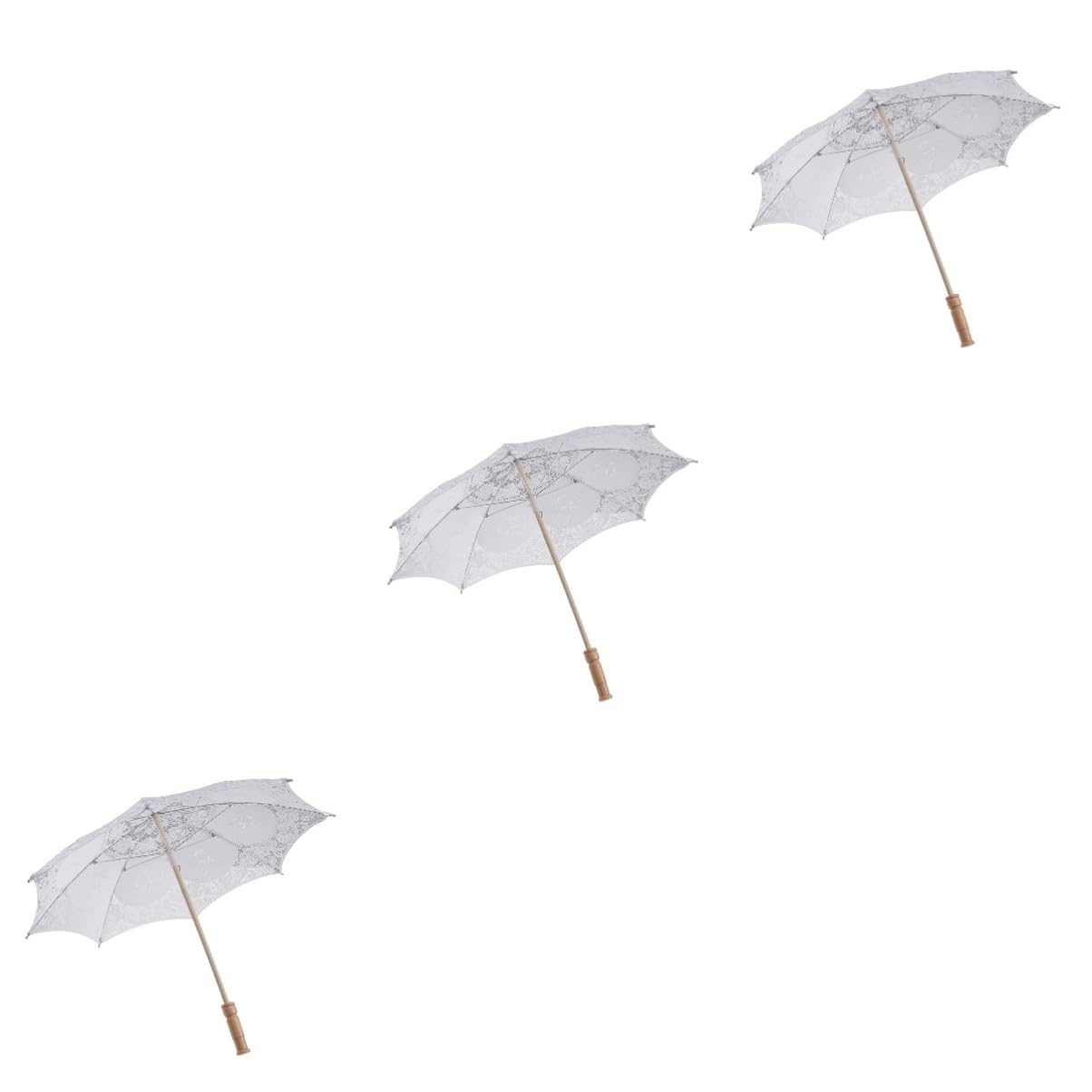 3stücke Lace Hochzeitsregenschirm Aus Baumwolle Handgefertigt Dekoration Für Fotografie Und Veranstaltungen Durchmesser Klassischer Nicht Wasserdichter Parasol Reinem Weiß Für