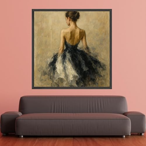 Toile de ballerine impressionniste decoration murale salon tons neutres