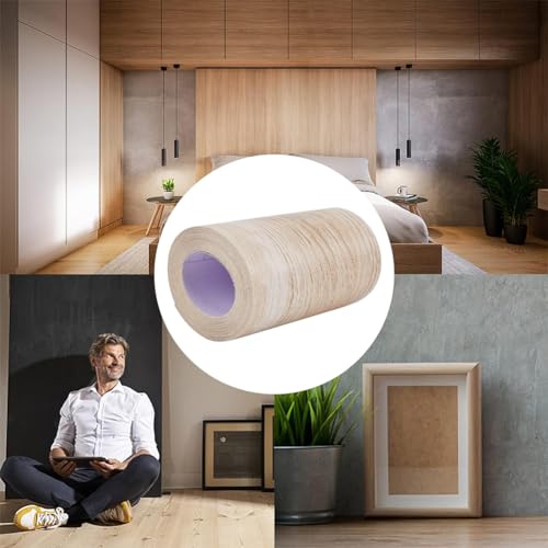 Image of GORGECRAFT Wood Grain Tape 3.94 inch x 33 feet Self-Adhesive Realistic Wood Duck Tape Textured Furniture Grain Repair Patch for Tables Chairs Windows Floors Renovation Home Decor Seashell Color