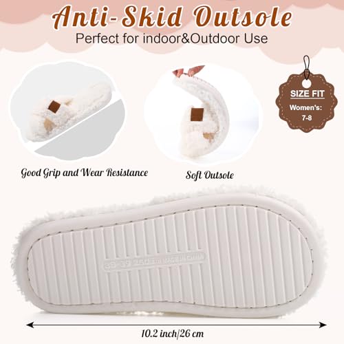 4 Pair Women's Fuzzy Slippers Wedding Bridesmaid Slippers Bulk Bridal Open Toe Cross Band Memory Foam Indoor House Shoes3