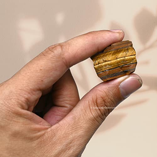 Image of Amazing Gemstone 2 Pieces Tiger Eye Raw Crystals and Healing Stones, Natural Rocks for Tumbling and DIY Raw Stones and Crystals