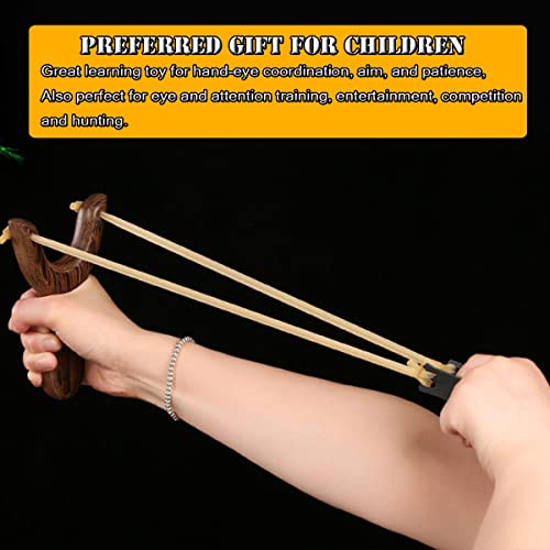 Slingshot Set, Solid Wooden Slingshot Toys With 3Pcs Spare Rubber Band,100Pcs Steel Balls And 1Pc Slingshot Leather Cover For Catapult Game, Outdoor, Hunting-For Ids/Children/Adult (Classic-Black) #TOP5