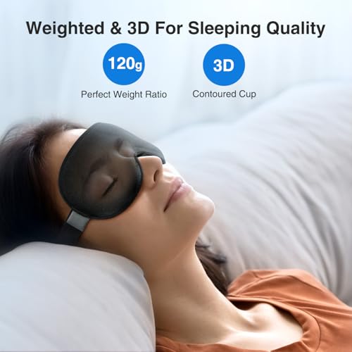 Umisleep Sleep Mask, Women Men 2026 3D Weighted Eye Mask Blocking Lights Sleeping Mask, Relieve Stress, Headache Eye Cover Adjustable Strap,120g Blindfold for Travel/Nap/All Night Sleeping - Image 3