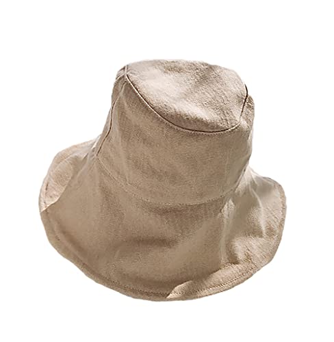 YULOONG, Sombrero de Cubo de Verano para Mujer, Sombrero de Viaje Plegable de ala Ancha, protección UV, Sombrero de Playa, 100% algodón, Gorra para Exteriores Beige Cover
